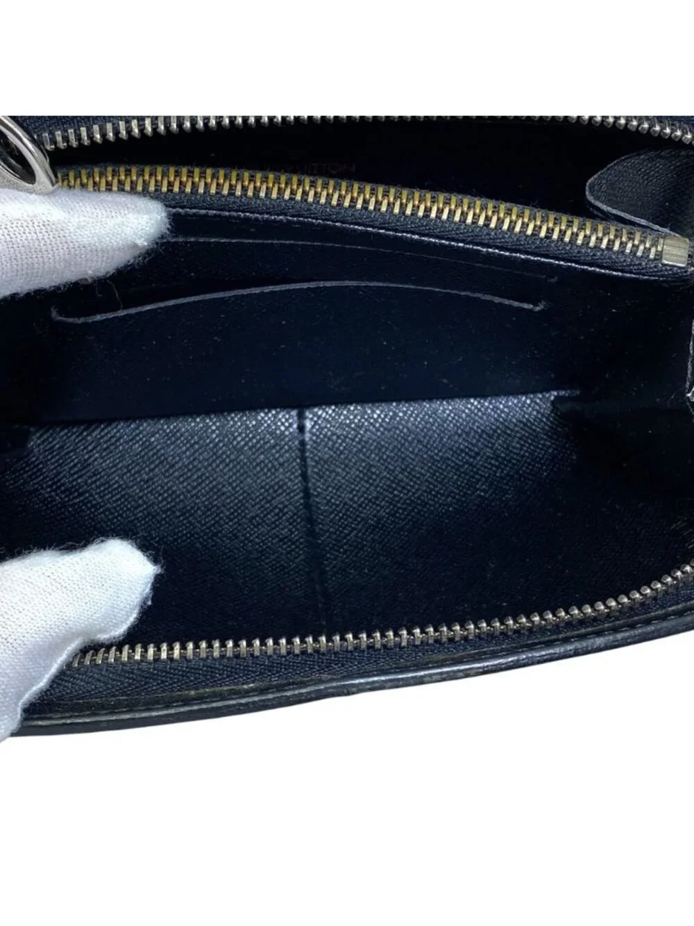 Louis Vuitton Portefeuille Epi Coin Case Wallet Pouch Zip Around Leather Black